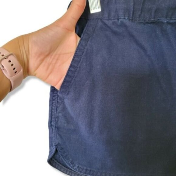 J. Crew Linen shorts with Elastic drawstring Tie Front Shorts in Navy Size XS - Picture 2 of 9